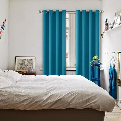 BGment Blackout Curtains - Grommet Thermal Insulated Room Darkening Bedroom and Living Room Curtains, Set of 2 Panels (52 x 120 Inch, Peacock Blue)