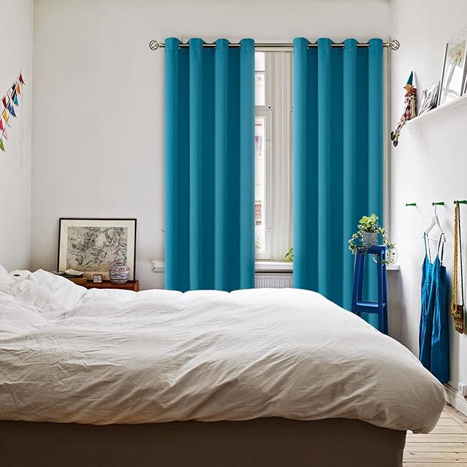 BGment Blackout Curtains - Grommet Thermal Insulated Room Darkening Bedroom and Living Room Curtains, Set of 2 Panels (52 x 95 Inch, Peacock Blue)