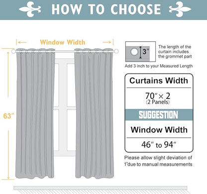 ChrisDowa Brownout Curtains 70 inches Wide for Bedroom - 2 Panels Set Extra Wide Grommet Thermal Insulated Room Darkening Curtains for Living Room (Brown, 70 x 63 Inch)