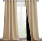 NICETOWN Living Room Completely Shaded Draperies, Privacy Protection & Noise Reducing Black Lined Insulated Window Treatment Curtain Panels for Patio Door (Set of 2 Pcs, W46 x L90, Biscotti Beige)