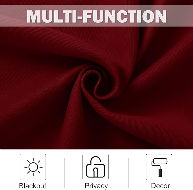 NICETOWN Blackout Kitchen Window Curtains - Pair of Thermal Insulated Eyelet Top Plain Blackout Curtains for Small Window Christmas Decor (42 Width x 36 inches Length 1.2 inches Header, Burgundy)