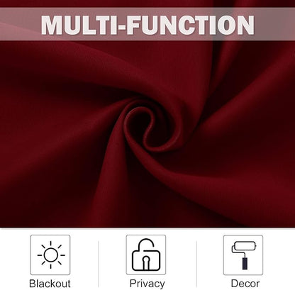NICETOWN Blackout Kitchen Window Curtains - Pair of Thermal Insulated Eyelet Top Plain Blackout Curtains for Small Window Christmas Decor (42 Width x 36 inches Length 1.2 inches Header, Burgundy)