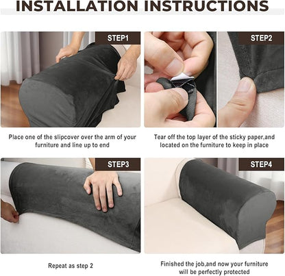 Couch Arm Covers 2 Pcs Sofa Armrest Covers Stretch Couch,Armrest Cover for Chairs Scratch-Resistant Sofa Arm Cover Armchair Slipcovers,Grey