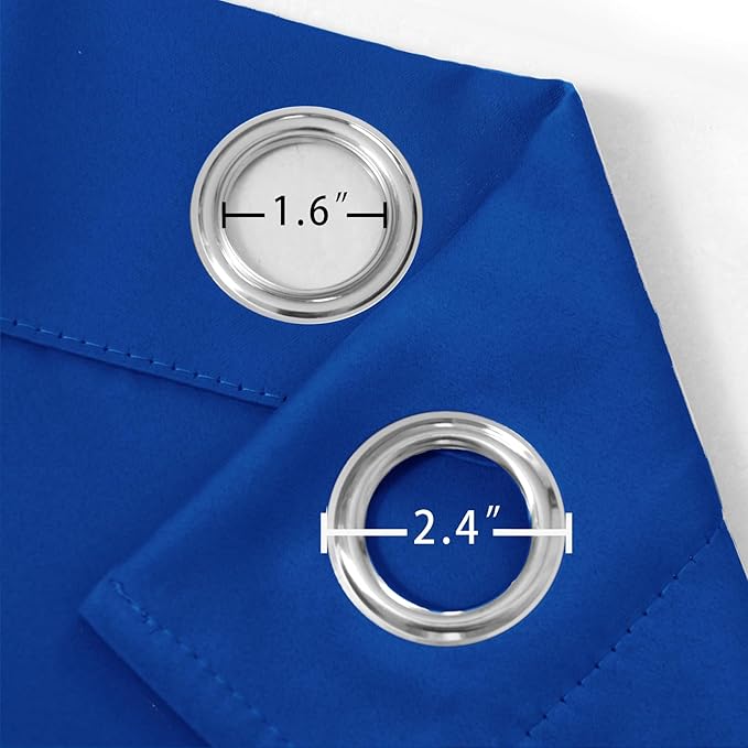 LEMOMO Blackout Curtains 66 x 54 Inch Long Royal Blue Curtains Set of 2 Panels Room Darkening Curtains for Bedroom and Living Room
