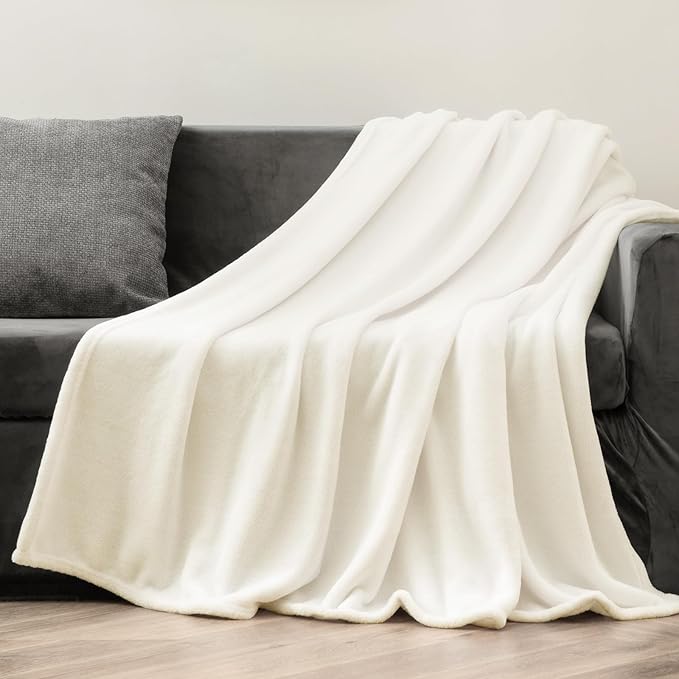 BEDELITE Fleece Blanket Twin Size Cream Throw Blankets for Couch & Bed, Luxury Plush Cozy Fuzzy Blanket 60x80 inches, Super Soft Warm Lightweight Throw Blanket for Travel Camping