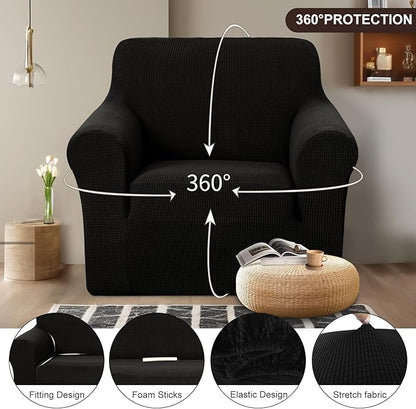 U-NICE HOME Recliner Chair Covers Stretch Couch Cover Sofa Cover Sofa Slipcover Furniture Protector for Chair Cover Pet Friendly(Armchair, Black)