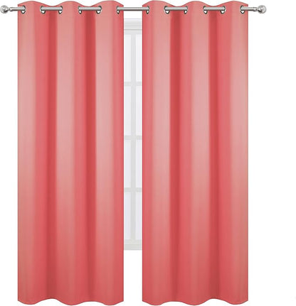 LEMOMO Blackout Curtains 42 x 84 inch/Coral Curtains Set of 2 Panels/Thermal Insulated Room Darkening Bedroom Curtains