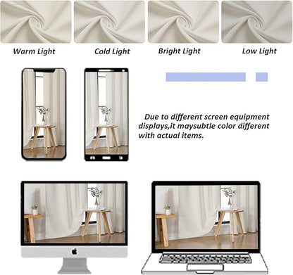 Simplebrand Ava Natural Short 30 Inches Blackout Curtain 2 Panels Set, Half Window Rod Pocket Privacy Curtain Tiers for Kitchen, Curtains Blackout for Bathroom Shades, W30 x L30 Inch, Natural