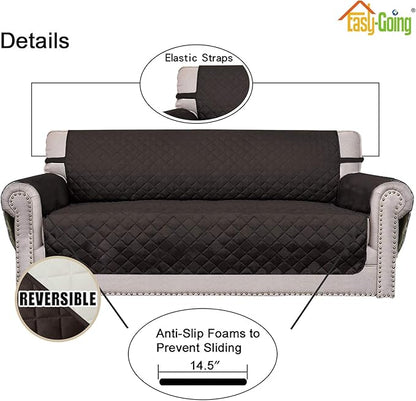 Easy-Going Sofa Slipcover Reversible Loveseat Sofa Cover Couch Cover for 2 Cushion Couch Furniture Protector with Elastic Straps for Pets Kids Dog Cat (Oversized Loveseat, Chocolate/Ivory)