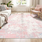Rugflix 5x7 Area Rugs for Living Room, Washable Large Rug Stain-Resistant Low Pile, Modern Carpet for Dining Room Home Office Kid Room Nursery Bedroom, Pink Grey