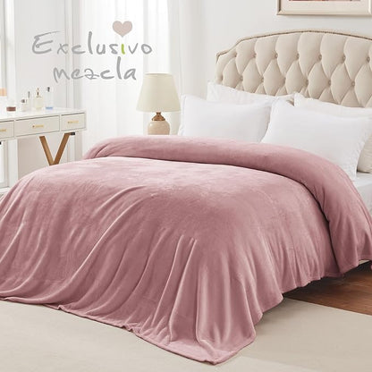 Exclusivo Mezcla Fleece Blanket Twin Size for Bed, Super Soft and Warm, All Season, Cozy, Plush, Lightweight, 60x80 Inches Dusty Pink
