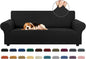 KEKUOU Stretch Sofa Cover Slipcover ，Couch Covers for 3 Cushion Couch Sofa pet Friendly (78"-94") Furniture Protector Sofa with Elastic Bottom for Kids,Dog, Jacquard Small Checked(Large,Black)