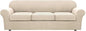 4 Piece Stretch Sofa Covers for 3 Cushion Couch Covers Furniture Slipcovers for Living Room (1 Base Cover Plus 3 Seat Cushion Covers) Thicker Jacquard Fabric Cover (XL Sofa, Natural)