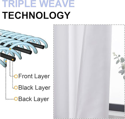 Simplebrand Ava Pure White Curtains for Bedroom 54 Inches Long 2 Panels Set, Light Filtering Window Treatment, Short Curtain Drapes, Soft Touching Casual Rod Pocket Privacy Curtains, W40 x L54 Inch