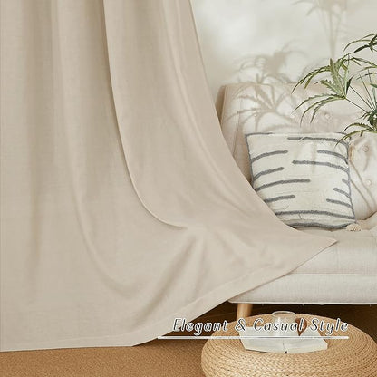 NICETOWN Linen Angora Window Curtains 84 inches Long, Grommet Thick Linen Blend Window Treatments Privacy Assured with Light Filtering for Bedroom/Living Room, W42 x L84