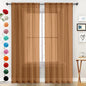 SpaceDresser Basic Rod Pocket Sheer Voile Window Curtain Panels Light Brown 1 Pair 2 Panels 52 Width 72 Inch Long for Kitchen Bedroom Children Living Room Yard（Light Brown, 52W x 72L）