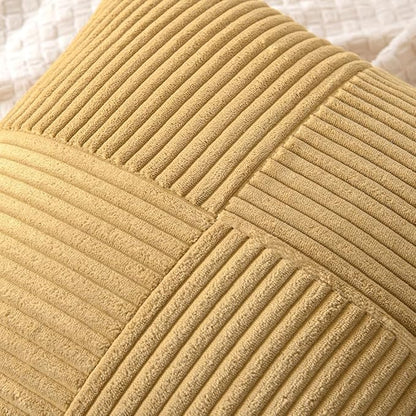MIULEE Khaki Decorative Euro Sham Pillow Covers 24x24 Inch for Bed Couch Sofa Pack of 2 Boho Farmhouse Throw Pillows Soft Cross Corduroy Patchwork Textured Cushion Cases