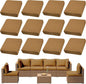 12Pcs Outdoor Cushion Covers, Patio Cushion Covers,Stretch Elastic Slipcovers, Replacement Washable & Reusable Furniture Protector for Patio Couch (Camel Color,Cover Only)