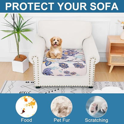 Smiry Printed Couch Cushion Covers, Stretch Soft Couch Covers for Sofa, Washable Non-Slip Sofa Slipcover Furniture Protector for Indoor and Outdoor (1 Pack, Beige)