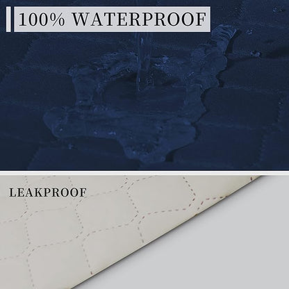 ISSUNTEX Double Protection 100% Waterproof Sofa Covers for Living Room, Reversible Couch Covers for 3 Cushion Couch Sofa, Furniture Protector Sofa Cover for Pets (X Large, Navy/Ivory)