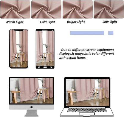 Simplebrand Ava Blush Blackout Curtains for Bedroom 90 Inches Long 2 Panels Set, Solid Privacy Energy Saving Living Room Window Treatment Curtains Blackout Drapes, W50 x L90 Inch, Blush