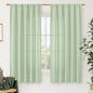 LAMIT Light Green Linen Window Curtains 63 Inch Length, Light Filtering Neutral Privacy Curtain Panels Farmhouse Rod Pocket Living Room Drapes for Bedroom, 2 Panels, 52 x 63 Inch