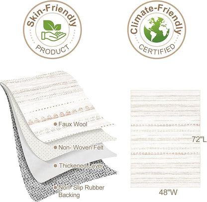 Nakagishi Area Rug Living Room Rugs: 4x6 Soft Machine Washable Boho Neutral Farmhouse Stain Resistant Moroccan Indoor Floor Carpet for Bedroom Nursery Kids Entryway Kitchen Entry Bedside Home- Brown