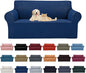 Cupuamon 2026 New Stretch Loveseat Sofa Slipcovers Couch Cover for 2 Cushion Furniture Protector Sofa Covers with Elastic Bottom Jacquard Fabric Small Checks for Pets, Kids - Classic Blue
