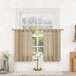 LAMIT Brown Linen Cafe Curtains 30 Inch Length, Semi Sheer Light Filtering Window Panels Back Tab and Rod Pocket Drapes for Kitchen/Small Windows, 25 x 30 Inch, 2 Panels