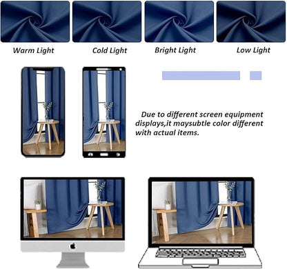 Simplebrand Ava Royal Blue Short 36 Inches Blackout Curtain 2 Panels Set, Half Window Rod Pocket Privacy Curtain Tiers for Kitchen, Curtains Blackout for Bathroom Shades, W40 x L36 Inch, Royal Blue