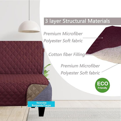 U-NICE HOME Futon Sofa Covers Reversible Sofa Slipcover Armless Cover Furniture Protector Couch Cover Water Resistant (Futon, Burgundy/Tan)
