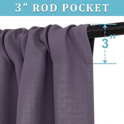 RYB HOME 54 inch Blackout Curtains for Living Room, Rod Pocket Thermal Insulated Small Window Drapes Room Darkening Shades for Bedroom Studio Dorm, W 42 x L 54 inch, Set of 2 Panels, Greyish Purple