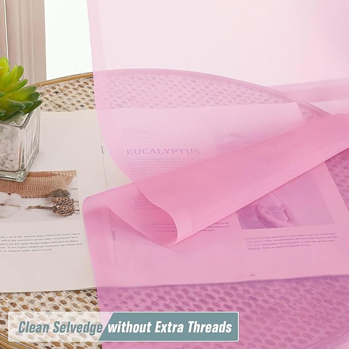 Light Pink Sheer Curtains for Window 96 Inches Long 2 Panels, Soft Airy Light Filtering Voile Sheer Curtains for Living Room Bedroom, Dual Rod Pocket Elegant Window Drapes, 2x42Wx96L Inches