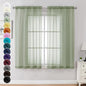 Chyhomenyc Sage Green Sheer Curtains 54 Inch Long 2 Panels Set, Short Rod Pocket Voile Drapes for Dinning Small Windows Bathroom Living Room Bedroom, Each 42Wx54L in, 2PCS, Sage Green
