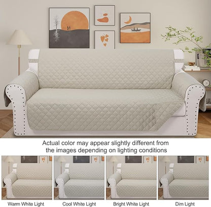 Reversible Loveseat Sofa Covers Couch Cover Furniture Protector(Loveseat Small,Beige/Beige)