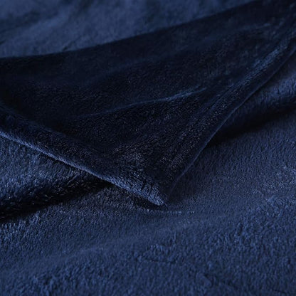TASTHROW Large Flannel Fleece Throw Blanket, 50×70 Inch - Cozy Lightweight Thick Blanket - All Seasons Suitable for Women, Men and Kids (Navy)