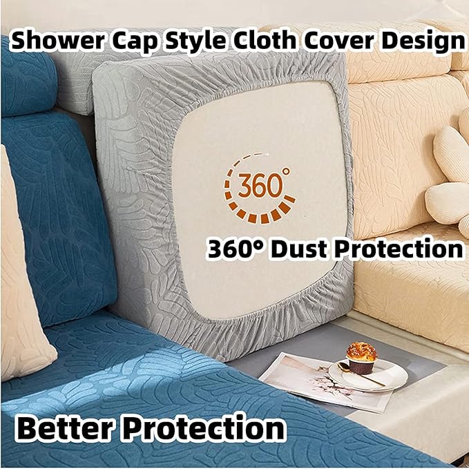 Couch Cushion Covers for Sofa Couch Covers Wear-Resistant Universal Sofa Cover Washable Stretch for Sectional Slipcovers (Texture-Sea Blue,Large Triple Seat Cover)