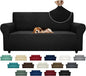 ZNSAYOTX Super Stretch Couch Cover (72"-92") Universal Sofa Covers with Elastic Bottom, Dog Cat Pets Friendly Washable Furniture Protector Fitted Sofa Slipcovers Stay in Place (Black, Sofa)