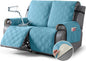 TAOCOCO 100% Waterproof Loveseat Recliner Cover, Non Slip Split Recliner Couch Cover with Elastic Straps, Washable Reclining Sofa Cover Furniture Protector for Kids, Pets(2 Seater, Sky Blue)