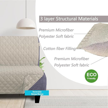 U-NICE HOME Futon Sofa Covers Reversible Sofa Slipcover Armless Cover Furniture Protector Couch Cover Water Resistant (Futon, Beige/Beige)