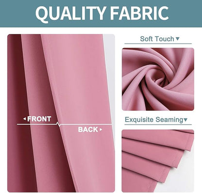 ChrisDowa Room Darkening Curtains 90 Inches Long 2 Panels Set for Living Room, Grommet Thermal Insulated Blackout Curtains for Bedroom (Pink, 52 x 90 Inch)