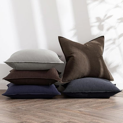 MIULEE Decorative Linen Pillow Covers 20x20 Inch Dark Gray Boho Farmhouse Neutral Couch Throw Pillows for Bed Pack of 2 Accent Modern Pillowcase Sofa Livingroom Home Decor