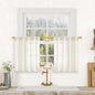 LAMIT Kitchen Semi Sheer Linen Curtains 24 Inch Long, Light Filtering Panels Back Tab and Rod Pocket Neutral Drapes for Cafe/Bathroom/Small Window, Cream, 2 Panels, 34 x 24 Inch