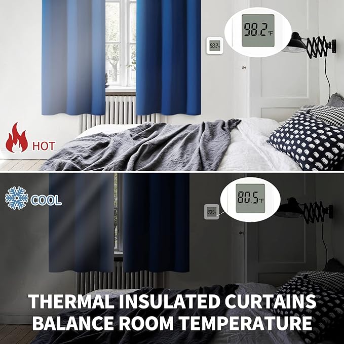 BGment Blackout Curtains for Bedroom - Grommet Thermal Insulated Room Darkening Curtains for Living Room, 55 x 69 Inch, 2 Panels, Royal Blue