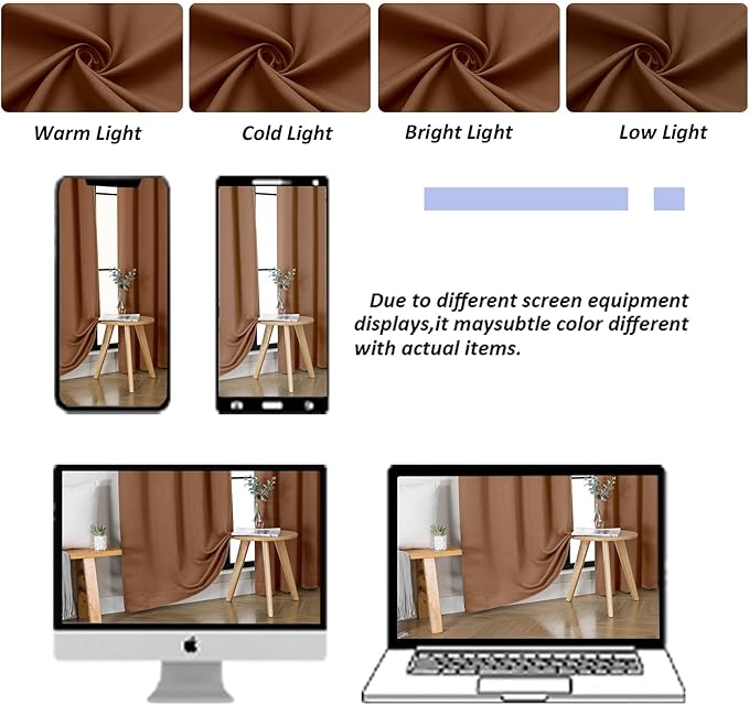 Simplebrand Ava Sun Baked Blackout Curtains for Bedroom 90 Inches Long 2 Panels Set, Solid Privacy Energy Saving Living Room Window Treatment Curtains Blackout Drapes, W50 x L90 Inch, Sun Baked