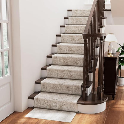 Hallway 3x20 Runner Rug - Non-Slip Vintage Long Rug for Entryway Low-Pile Washable Medallion Runner Rugs for Hallway Waterproof Traditional Runner Rug Indoor Thin Rug for Kitchen (Beige)