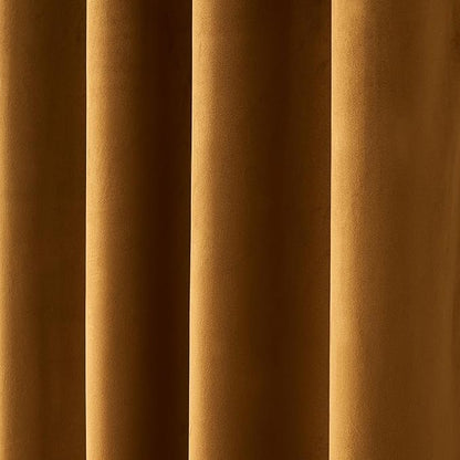 MIULEE Velvet Curtains Golden Brown Elegant Grommet Curtains Thermal Insulated Soundproof Room Darkening Blackout Drapes for Nursery Living Room Bedroom Decor 52 x 84 Inch Long Set of 2
