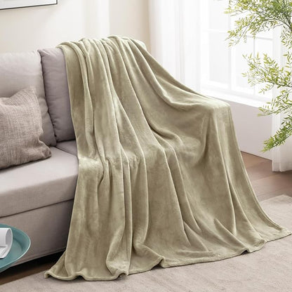 BEDELITE Fleece Blanket Oat Linen Throw Blankets for Couch & Bed, Luxury Plush Cozy Fuzzy Blanket 50x60 inches, Super Soft Warm Lightweight Throw Blanket for Travel Camping
