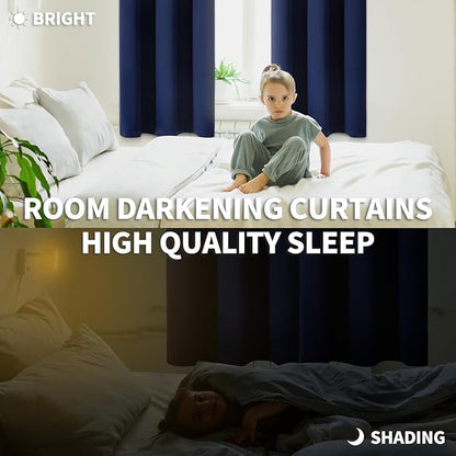 BGment Blackout Curtains for Bedroom - Grommet Thermal Insulated Room Darkening Curtains for Living Room, Set of 2 Panels (38 x 84 Inch, Navy Blue)