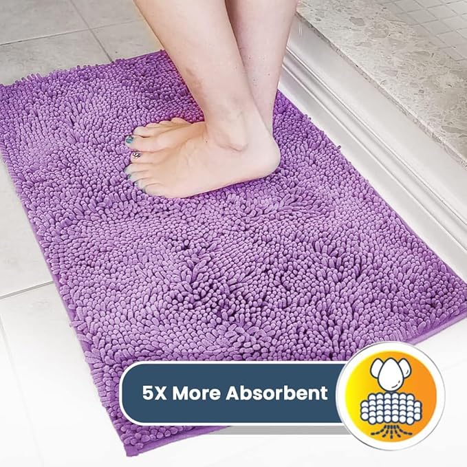 Muddy Mat® | Super Absorbent Door Mat Indoor, Microfiber Quick Dry Chenille Entryway Rug, Non-Slip Front Door Mat, Indoor Mats for Entryway, Machine Washable Pet Rug, Purple 16"x24"